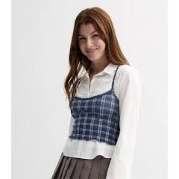 NWT Sugar Moon 2 Piece Blouse Size XL Juniors Preppy Academia School Girl Casual - Picture 1 of 8